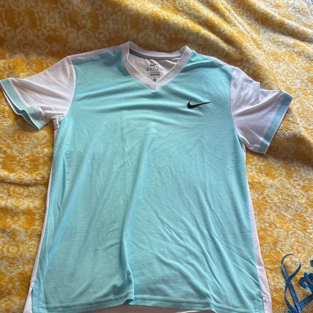 Nike Men's Light Blue and White Jersey